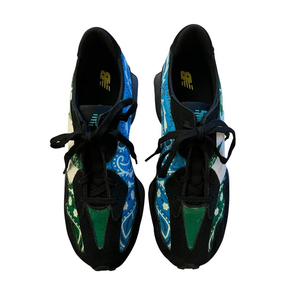 New Balance 327 Bandana Print GS327SA Sneakers Blue Green Black Rare SZ 7.5 - Picture 2 of 6